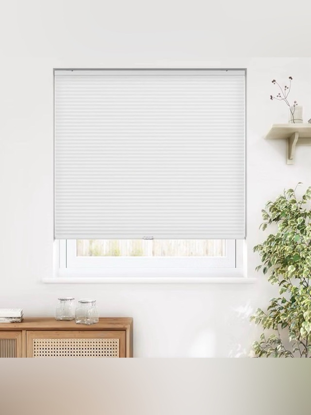 LAZBlinds Cordless Cellular Window Shade 
 Color White 28”‎ x 64”